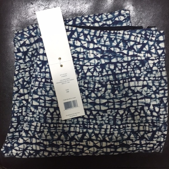 NWT Tory Burch Peninsula Blue Tribal Ponté Pants - Picture 3 of 3